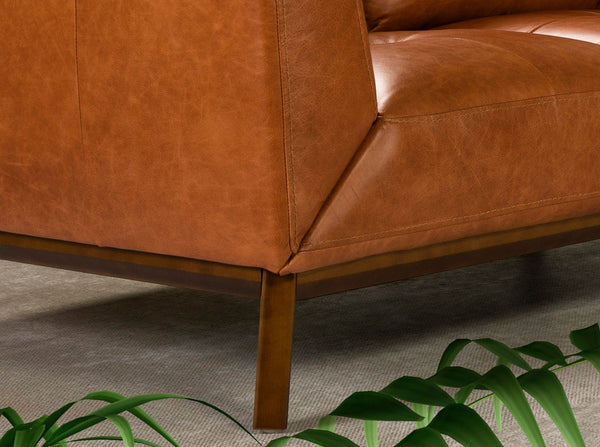 2-seater sofa in brown leather