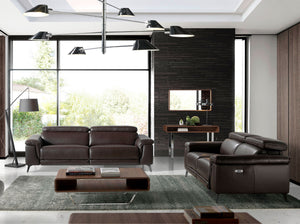 Relaxing 3-seater sofa in chocolate brown leather
