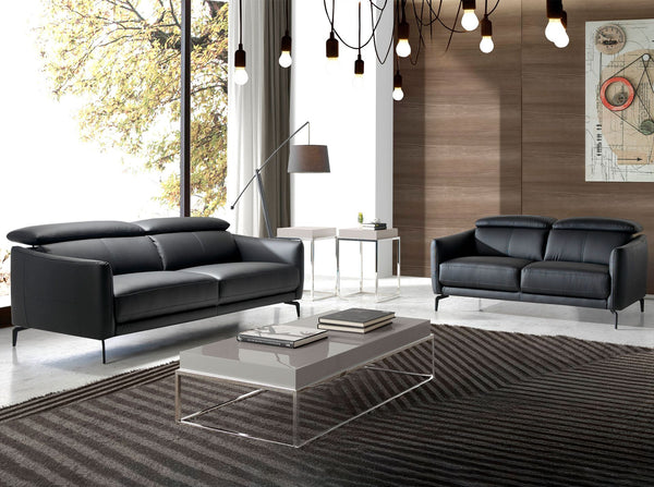 2-seater sofa in black leather