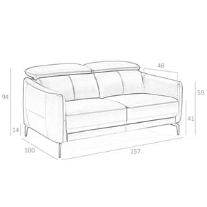 2-seater sofa in black leather
