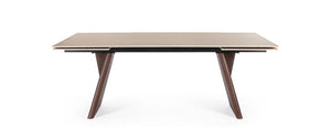 Extendable Dining Table 200–300 cm Walnut Finish with Travertine Effect Top