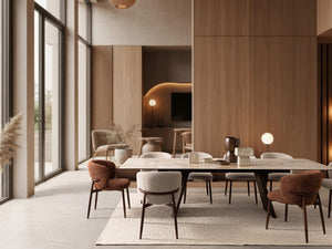 Dining Chair Walnut and Terracotta Upholstered