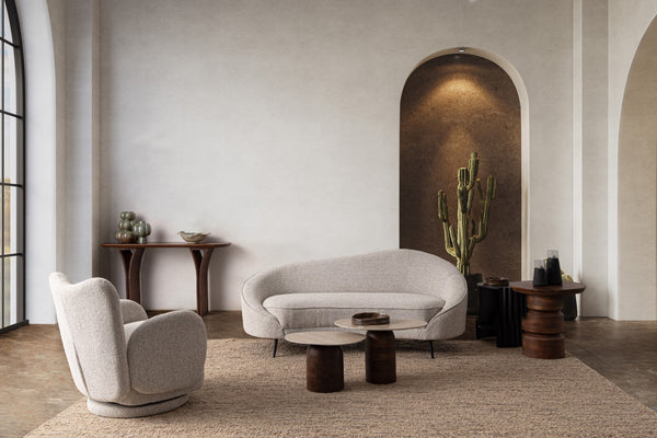 Swivel Armchair Light Grey Upholstered