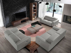 2-seater relaxation sofa in gray leather