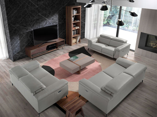 2-seater relaxation sofa in gray leather