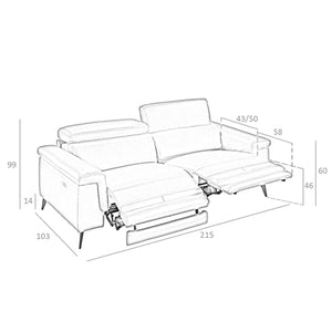 3-seater sofa in gray leather