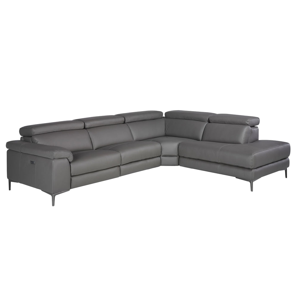 Relaxation sofa with right-hand chaise longue in dark gray leather