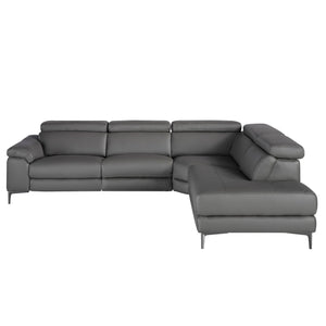 Relaxation sofa with right-hand chaise longue in dark gray leather