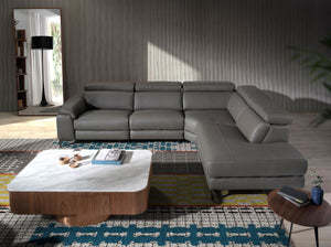 Relaxation sofa with right-hand chaise longue in dark gray leather