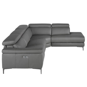 Relaxation sofa with right-hand chaise longue in dark gray leather