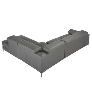 Relaxation sofa with right-hand chaise longue in dark gray leather