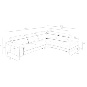 Relaxation sofa with right-hand chaise longue in dark gray leather