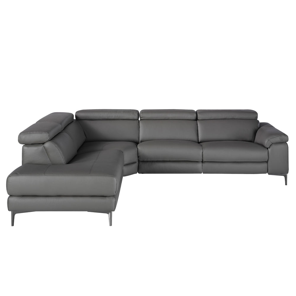 Relaxation sofa with left chaise longue in dark gray leather