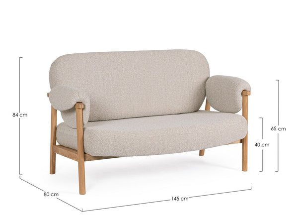 2-Seater Sofa Natural Upholstered L145