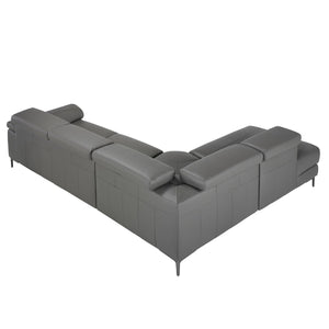 Relaxation sofa with left chaise longue in dark gray leather