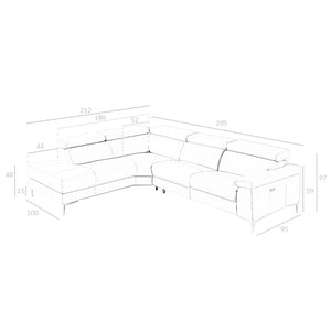 Relaxation sofa with left chaise longue in dark gray leather