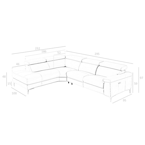 Relaxation sofa with left chaise longue in dark gray leather