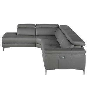 Relaxation sofa with left chaise longue in dark gray leather
