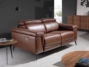 2-seater relaxation sofa in brown leather