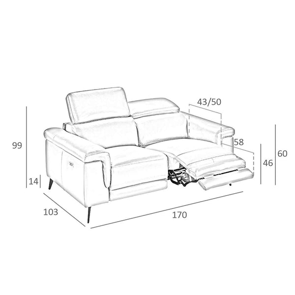 2-seater relaxation sofa in brown leather