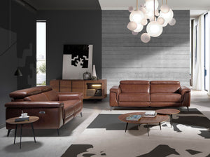 2-seater relaxation sofa in brown leather