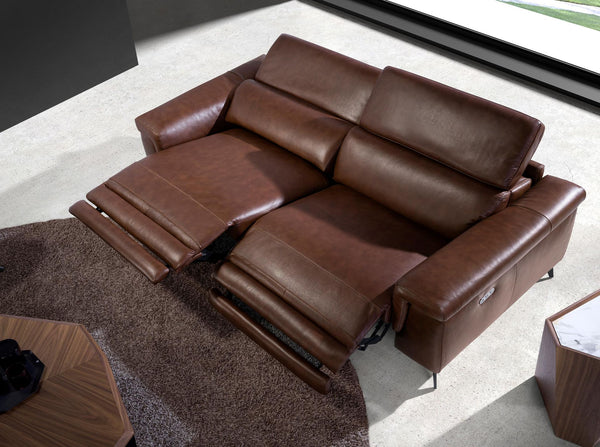3-seater relaxation sofa in brown leather