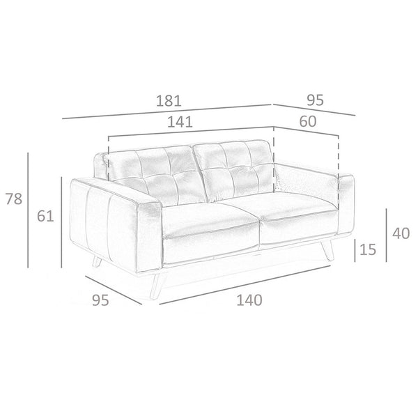 Chester 2-seater sofa in sand leather
