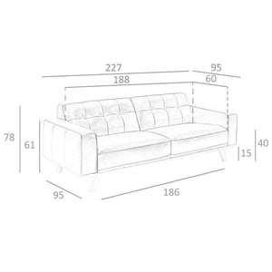 Chester 3-seater sofa in sand leather