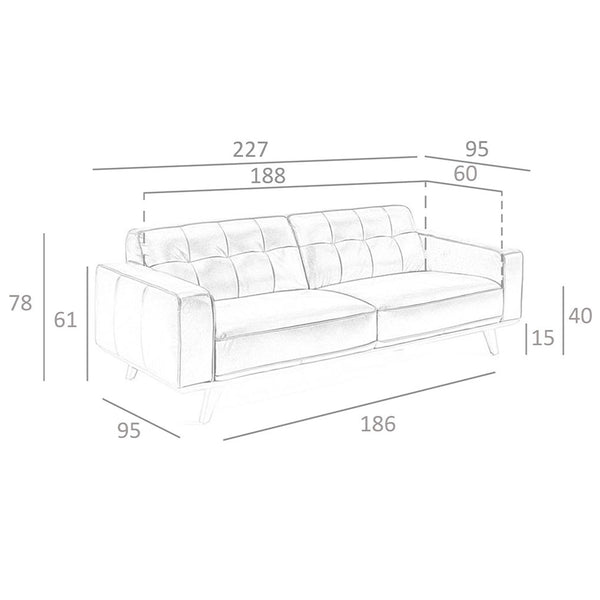 Chester 3-seater sofa in sand leather