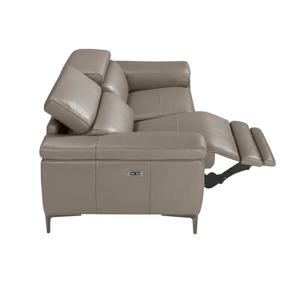 2-seater relaxation sofa in dark grey leather