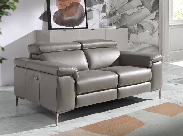 2-seater relaxation sofa in dark grey leather