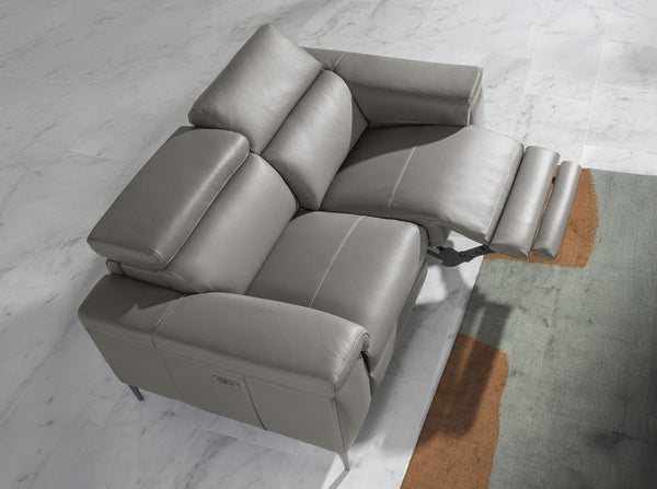 3-seater relaxation sofa in dark grey leather