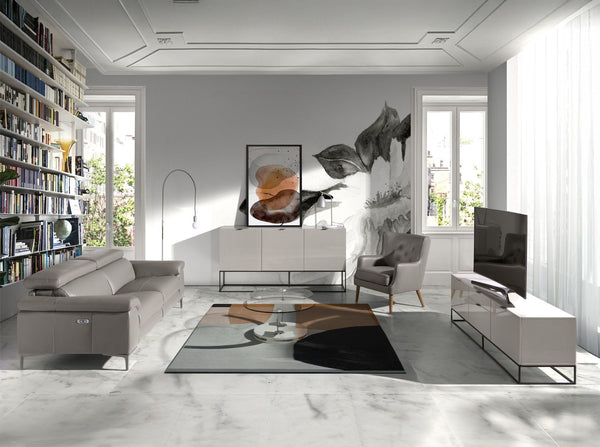 3-seater relaxation sofa in dark grey leather