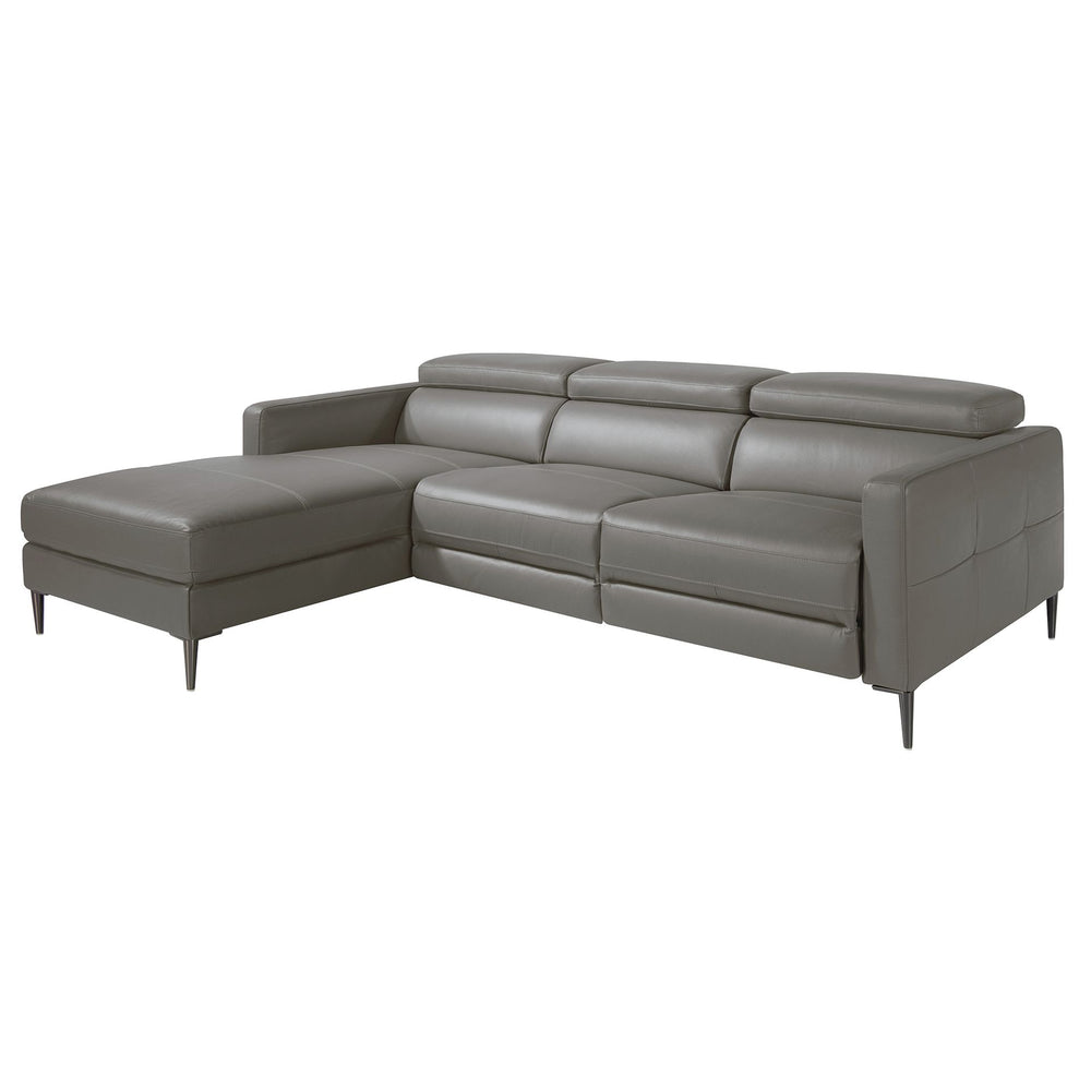 Relaxation sofa with left chaise longue in dark gray leather