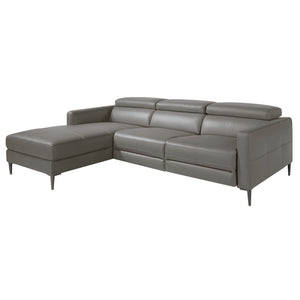 Relaxation sofa with left chaise longue in dark gray leather