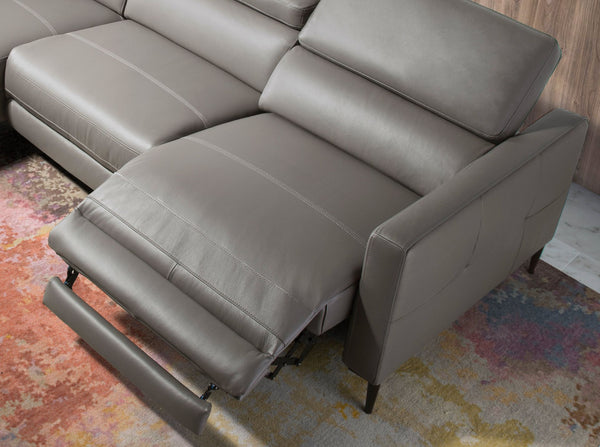 Relaxation sofa with left chaise longue in dark gray leather