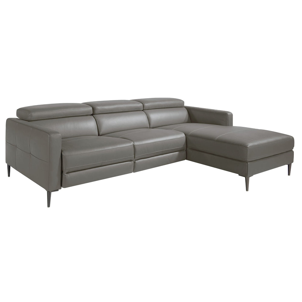 Relaxing chaise longue sofa in dark gray leather