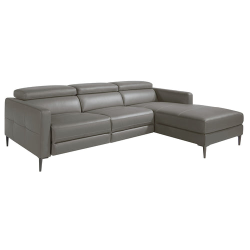 Relaxing chaise longue sofa in dark gray leather