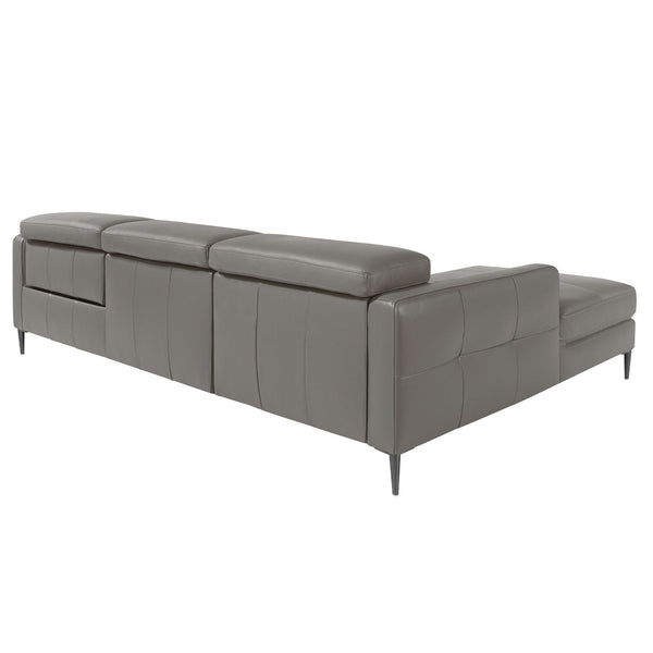 Relaxing chaise longue sofa in dark gray leather