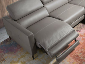 Relaxing chaise longue sofa in dark gray leather