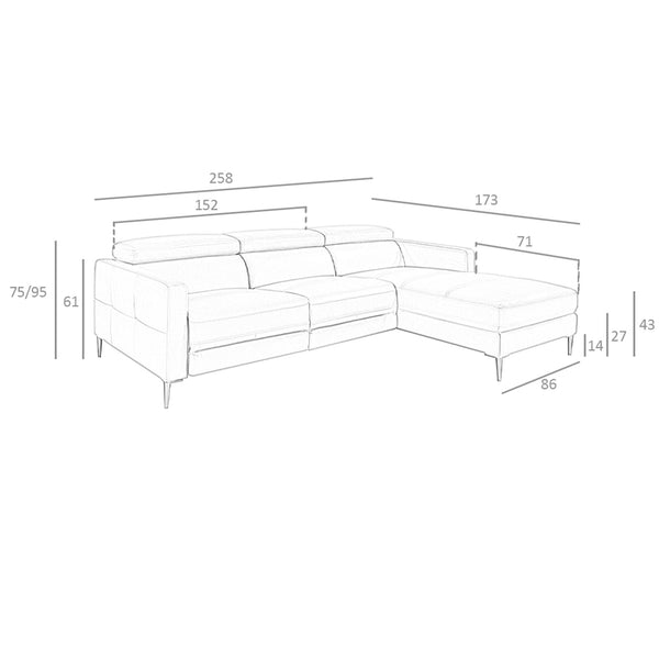 Relaxing chaise longue sofa in dark gray leather