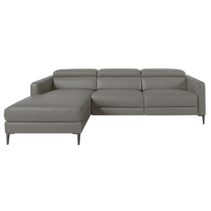 Relaxing chaise longue sofa in dark gray leather