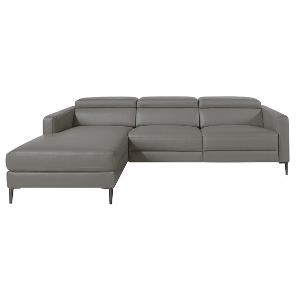 Relaxing chaise longue sofa in dark gray leather