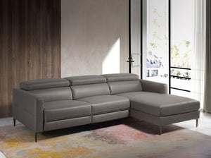 Relaxing chaise longue sofa in dark gray leather