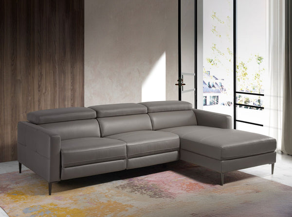 Relaxing chaise longue sofa in dark gray leather