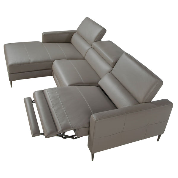 Relaxing chaise longue sofa in dark gray leather