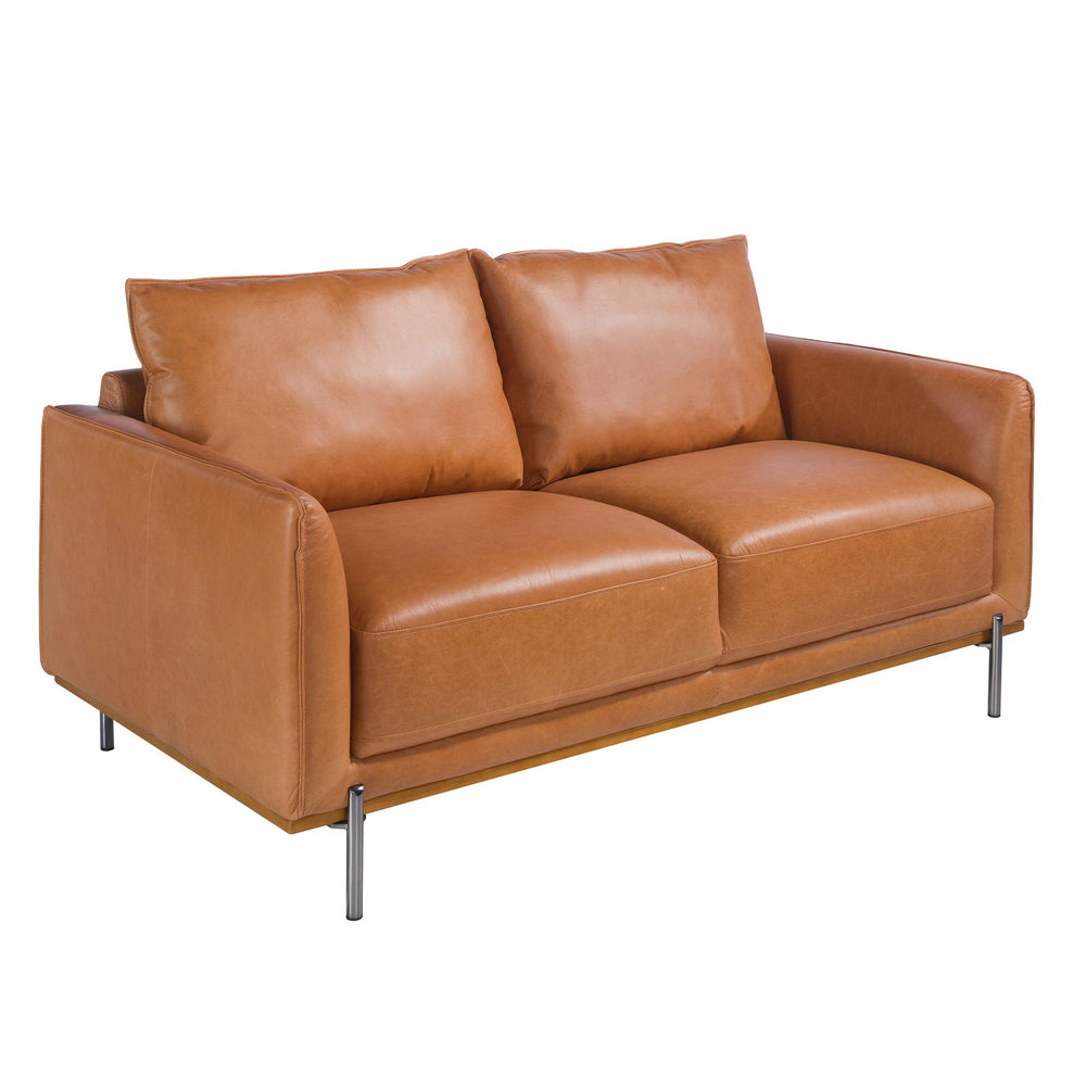 2-seater sofa in brown leather