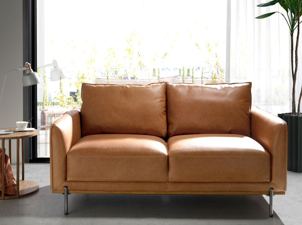 2-seater sofa in brown leather