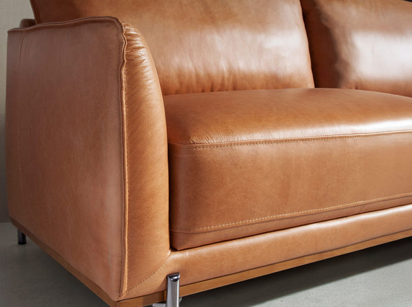 2-seater sofa in brown leather