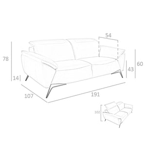 2-seater sofa in taupe leather